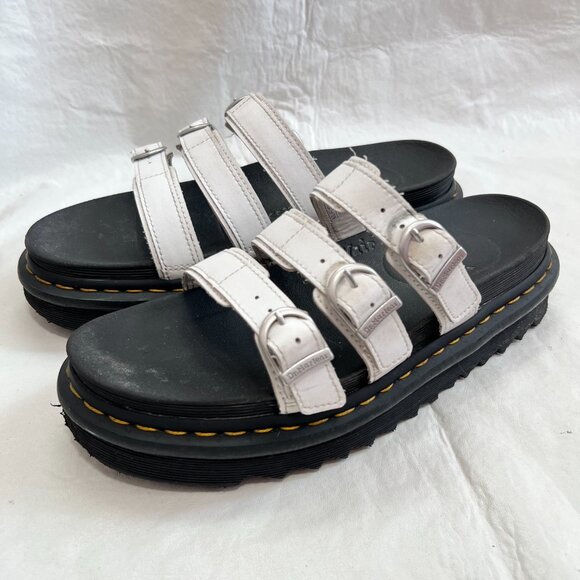Dr Martens Blaire Slide sandals white leather size 9 platform docs slip on - Picture 3 of 12